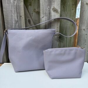 Anthropologie Everyday Bucket Tote Light Pale Purple With Removable Zip Pouch